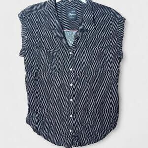 Jachs Girlfriend New York Black White Polka Dot Sleeveless Blouse - Size L